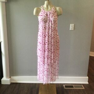 One of a Kind Custom Pink and White Fringe Top/Skirt Set